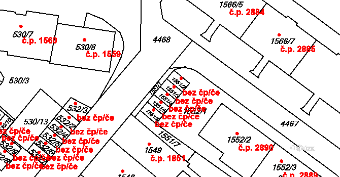 Teplice 41226160 na parcele st. 1551/3 v KÚ Teplice, Katastrální mapa