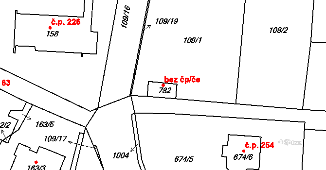 Velký Borek 41249160 na parcele st. 782 v KÚ Velký Borek, Katastrální mapa