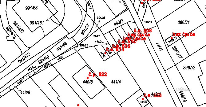 Brno 45566160 na parcele st. 441/2 v KÚ Medlánky, Katastrální mapa