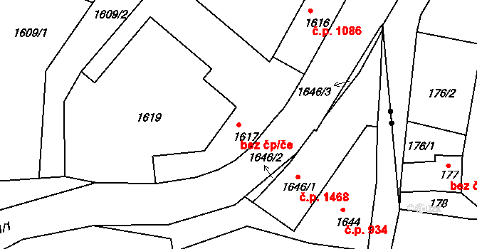 Rumburk 46434160 na parcele st. 1617 v KÚ Rumburk, Katastrální mapa