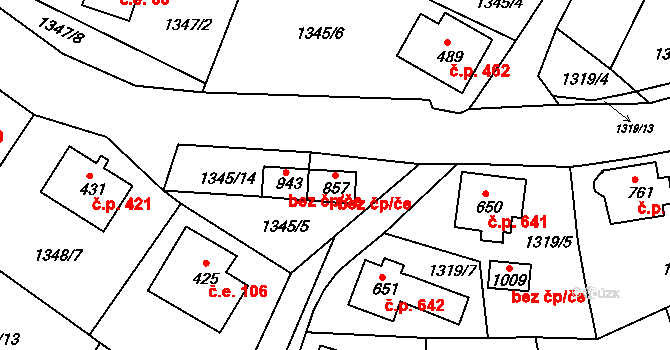 Bublava 49860160 na parcele st. 857 v KÚ Bublava, Katastrální mapa