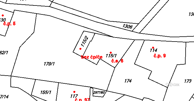 Česká Rybná 6, Proseč na parcele st. 115/1 v KÚ Česká Rybná, Katastrální mapa