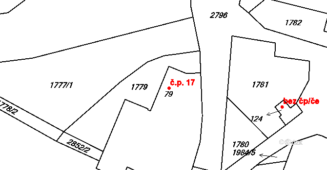 Něžovice 17, Milevsko na parcele st. 79 v KÚ Něžovice, Katastrální mapa