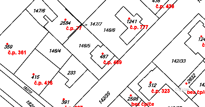 Lobeček 489, Kralupy nad Vltavou na parcele st. 487 v KÚ Lobeček, Katastrální mapa