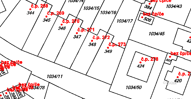 Jistebnice 272 na parcele st. 348 v KÚ Jistebnice, Katastrální mapa