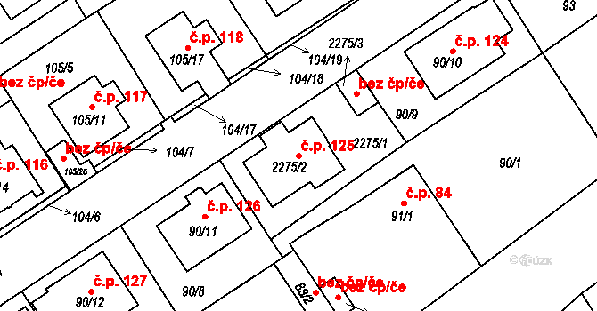 Plzeňské Předměstí 125, Horšovský Týn na parcele st. 2275/2 v KÚ Horšovský Týn, Katastrální mapa
