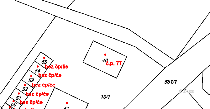 Vlkovice 77, Fulnek na parcele st. 40 v KÚ Moravské Vlkovice, Katastrální mapa