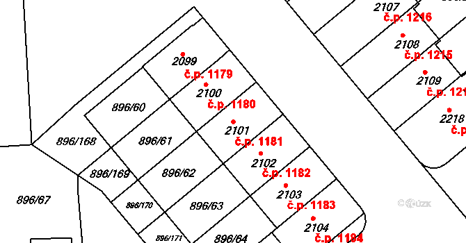 Blatná 1181 na parcele st. 2101 v KÚ Blatná, Katastrální mapa
