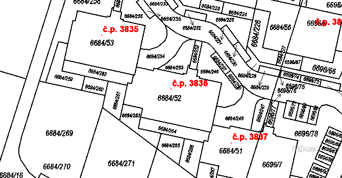 Frýdek 3836, Frýdek-Místek na parcele st. 6684/52 v KÚ Frýdek, Katastrální mapa