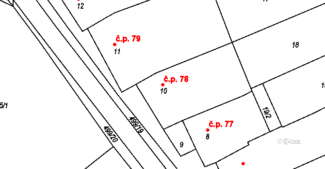 Smolín 78, Pohořelice na parcele st. 10 v KÚ Smolín, Katastrální mapa