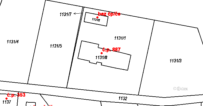 Kluč 887, Habartov na parcele st. 1131/8 v KÚ Habartov, Katastrální mapa