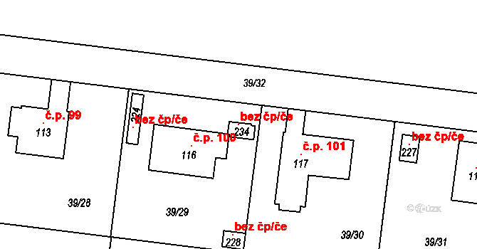 Máslovice 105543161 na parcele st. 234 v KÚ Máslovice, Katastrální mapa