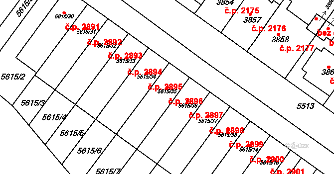 Znojmo 2896 na parcele st. 5615/35 v KÚ Znojmo-město, Katastrální mapa
