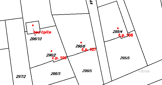 Dolní Nětčice 107 na parcele st. 296/6 v KÚ Dolní Nětčice, Katastrální mapa