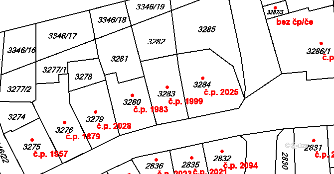 Přerov I-Město 1999, Přerov na parcele st. 3283 v KÚ Přerov, Katastrální mapa