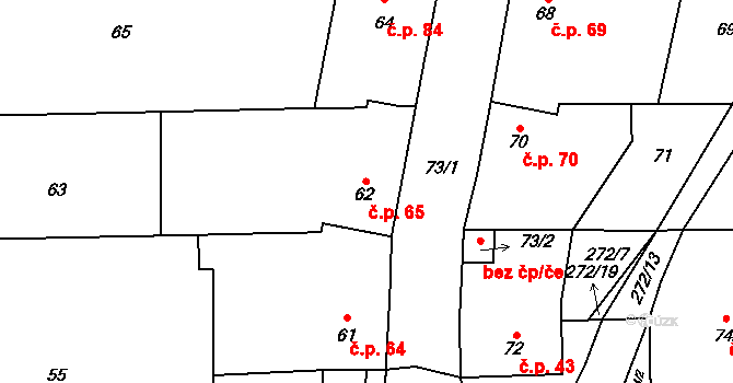 Honice 65, Stochov na parcele st. 62 v KÚ Honice, Katastrální mapa