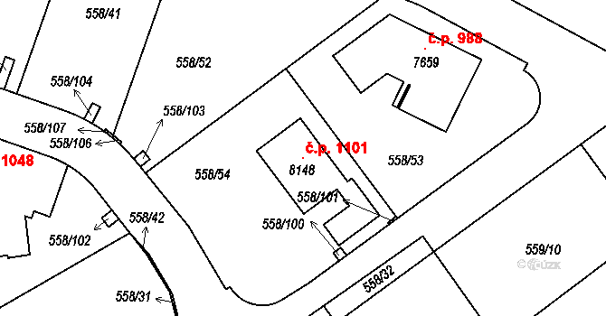 Beroun-Závodí 1101, Beroun na parcele st. 8148 v KÚ Beroun, Katastrální mapa