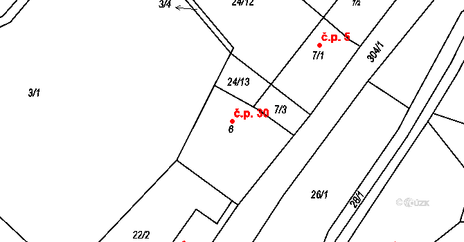 Vysoká Pec 30, Bohutín na parcele st. 6 v KÚ Vysoká Pec u Bohutína, Katastrální mapa
