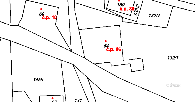 Horní Světlá 86, Mařenice na parcele st. 64 v KÚ Horní Světlá pod Luží, Katastrální mapa