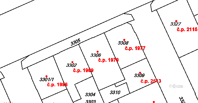 Kladno 1979 na parcele st. 3306 v KÚ Kladno, Katastrální mapa