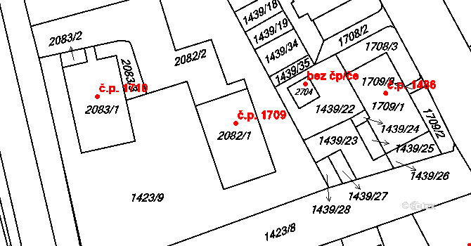 Šumperk 1709 na parcele st. 2082/1 v KÚ Šumperk, Katastrální mapa