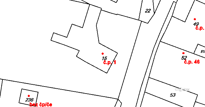 Lipolec 1, Dačice na parcele st. 15 v KÚ Lipolec, Katastrální mapa