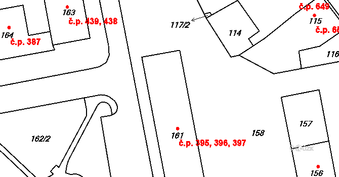 Kynšperk nad Ohří 395,396,397 na parcele st. 161 v KÚ Kynšperk nad Ohří, Katastrální mapa
