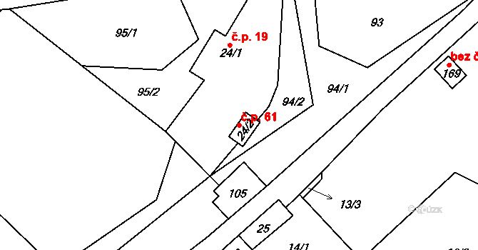 Olešnice 61 na parcele st. 24/2 v KÚ Olešnice u Turnova, Katastrální mapa