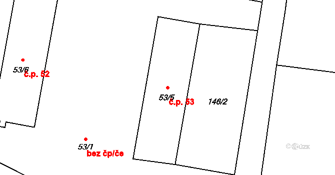 Horní Heřmanice 53, Bernartice na parcele st. 53/5 v KÚ Horní Heřmanice u Bernartic, Katastrální mapa