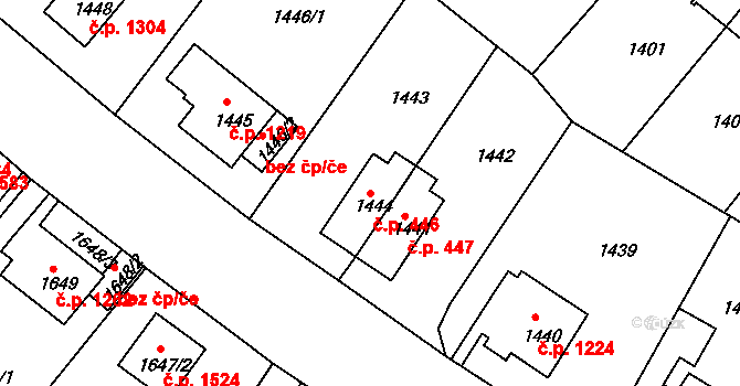 Děčín VI-Letná 446, Děčín na parcele st. 1444 v KÚ Podmokly, Katastrální mapa