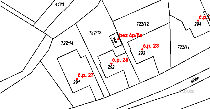 Boršov 25, Moravská Třebová na parcele st. 292 v KÚ Boršov u Moravské Třebové, Katastrální mapa