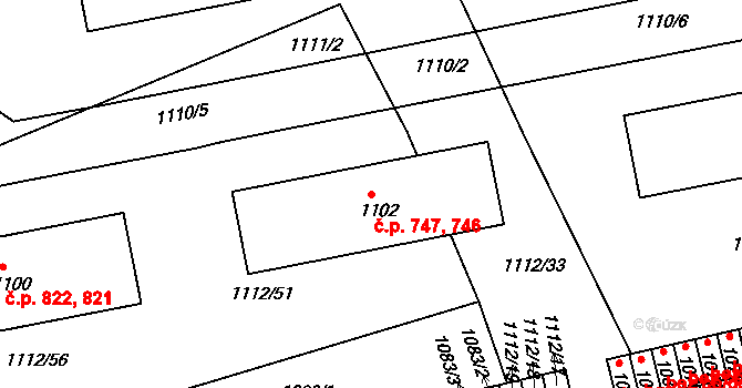 Hořovice 746,747 na parcele st. 1102 v KÚ Hořovice, Katastrální mapa