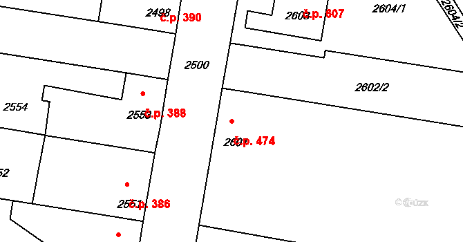 Mimoň I 474, Mimoň na parcele st. 2601 v KÚ Mimoň, Katastrální mapa