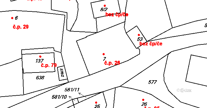 Bubovice 26, Volenice na parcele st. 7 v KÚ Bubovice u Březnice, Katastrální mapa