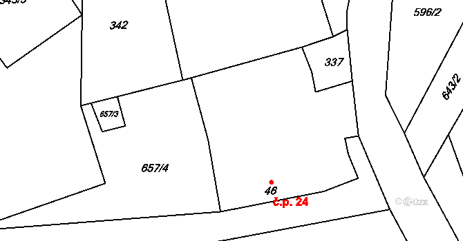 Libenice 24, Borotín na parcele st. 46 v KÚ Libenice u Tábora, Katastrální mapa