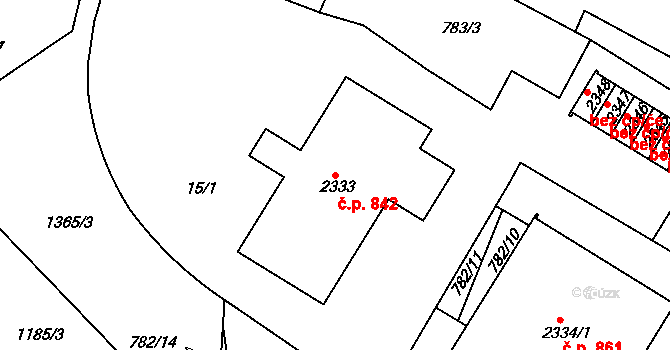 Valdické Předměstí 842, Jičín na parcele st. 2333 v KÚ Jičín, Katastrální mapa