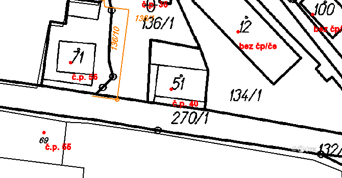 Borová Lada 40 na parcele st. 51 v KÚ Borová Lada, Katastrální mapa