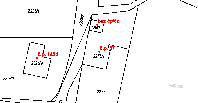 Dolní Lutyně 27 na parcele st. 2276/1 v KÚ Dolní Lutyně, Katastrální mapa