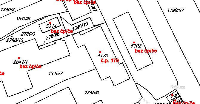 Chrudim III 170, Chrudim na parcele st. 4173 v KÚ Chrudim, Katastrální mapa