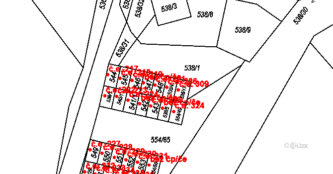 Postoloprty 286 na parcele st. 538/4 v KÚ Postoloprty, Katastrální mapa
