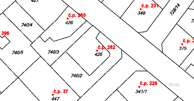 Staňkov II 262, Staňkov na parcele st. 425 v KÚ Staňkov-ves, Katastrální mapa