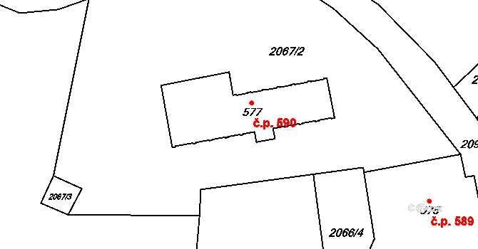 Mariánské Lázně 590 na parcele st. 577 v KÚ Mariánské Lázně, Katastrální mapa