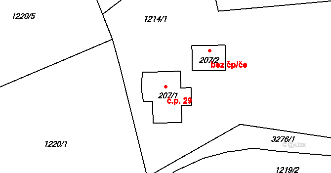Jílové 29 na parcele st. 207/1 v KÚ Jílové u Děčína, Katastrální mapa