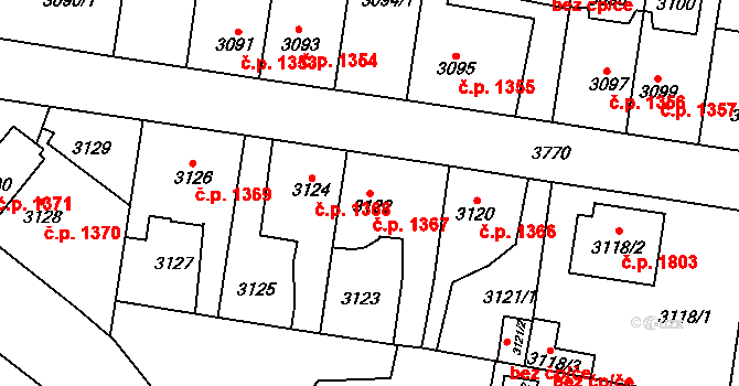 Horní Počernice 1367, Praha na parcele st. 3122 v KÚ Horní Počernice, Katastrální mapa