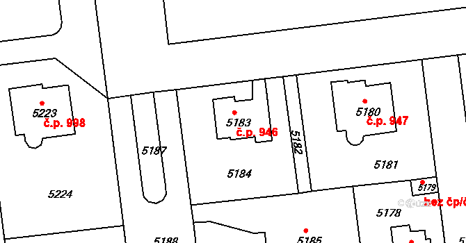 Záběhlice 946, Praha na parcele st. 5183 v KÚ Záběhlice, Katastrální mapa