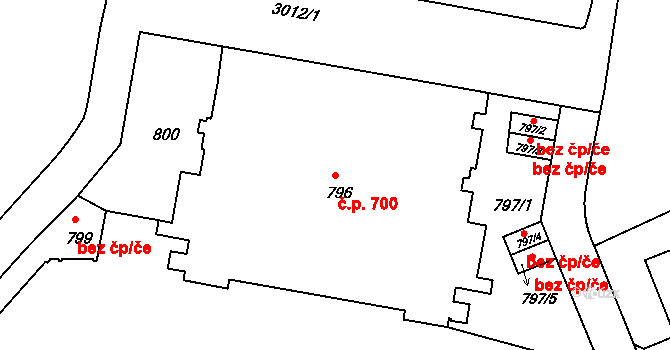 Nusle 700, Praha na parcele st. 796 v KÚ Nusle, Katastrální mapa
