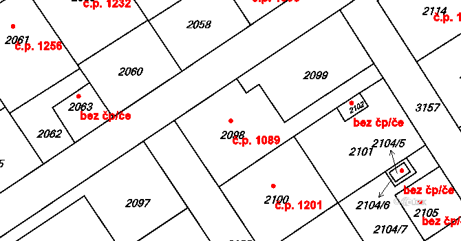 Nusle 1089, Praha na parcele st. 2098 v KÚ Nusle, Katastrální mapa