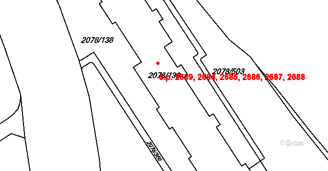 Záběhlice 2686, Praha na parcele st. 2078/139 v KÚ Záběhlice, Katastrální mapa