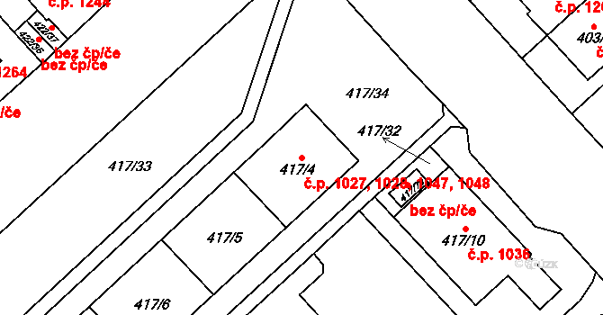 Doubravka 1027,1028,1047,1048, Plzeň na parcele st. 417/4 v KÚ Doubravka, Katastrální mapa