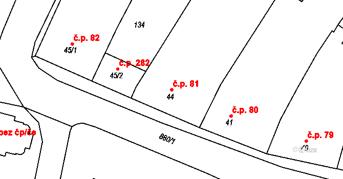 Držovice 81 na parcele st. 44 v KÚ Držovice na Moravě, Katastrální mapa